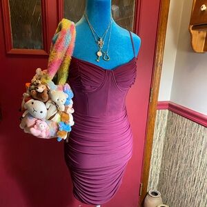 Windsor Deep Purple Ruched Mini Dress